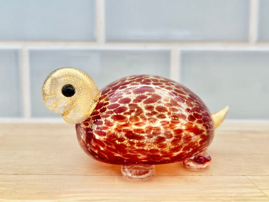 ベネチア ガラス murano ムラーノ ムラノ ヴェネチアグラス 亀 ゴールド