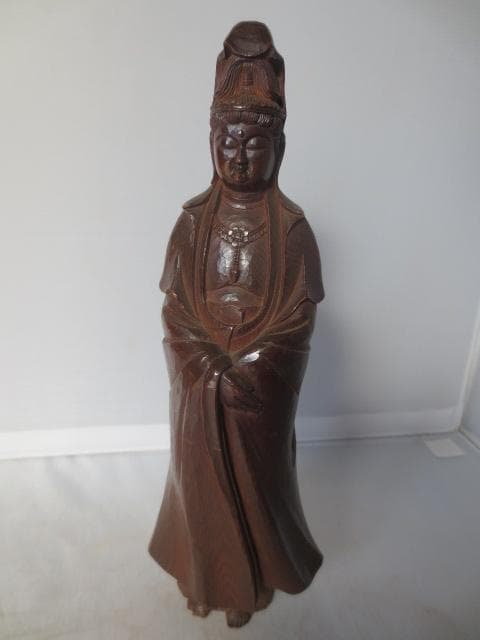 木彫観音立像　木彫仏　木彫　高さ24㎝　　R7/12/3-1