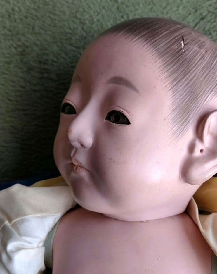 極上 大正時代 逸品　市松人形 男の子 お印 紋付き お手入れ済み