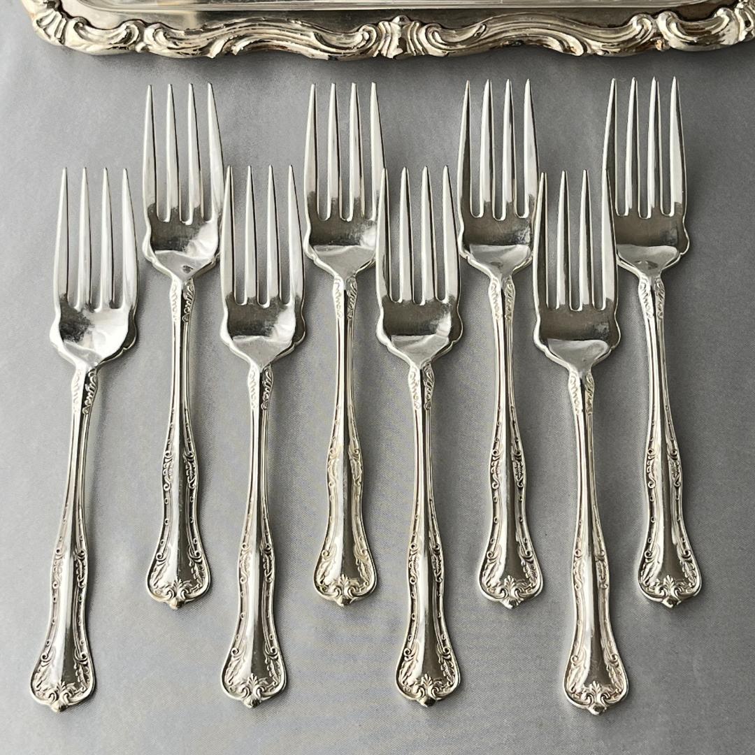 【National Silver】 クイーンエリザベス サラダフォーク 8本