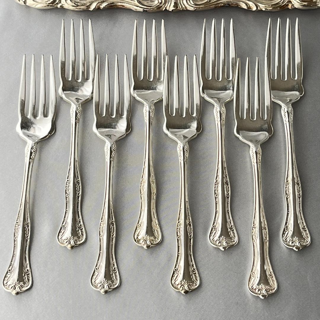 【National Silver】 クイーンエリザベス サラダフォーク 8本