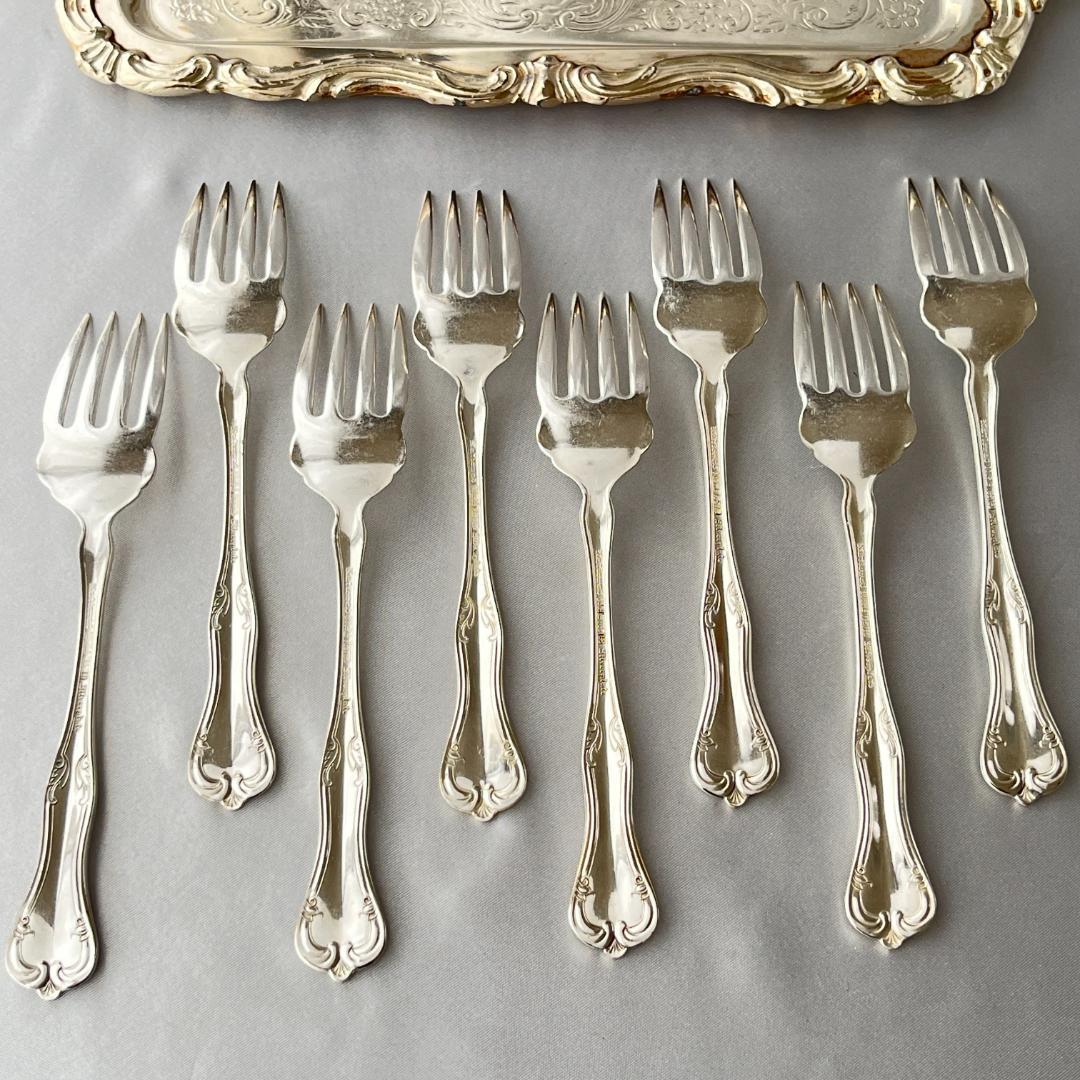 【National Silver】 クイーンエリザベス サラダフォーク 8本