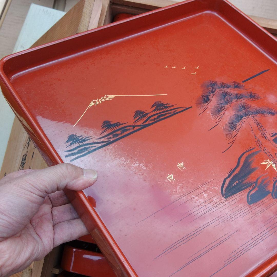 お盆　漆器　組盆　古道具