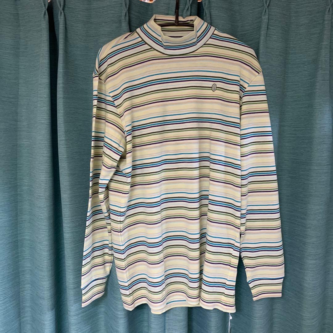 グリーン　クラブ　ストライプ ハイネック 長袖シャツ