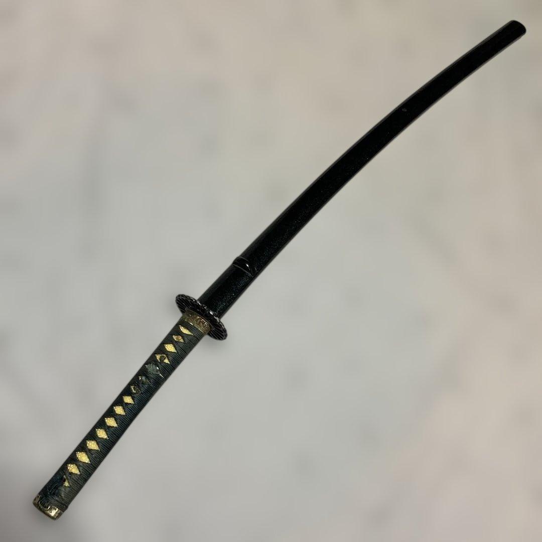 上級模造刀(下緒無し) 濃緑柄 菊花透し丸鍔 濃緑呂鞘