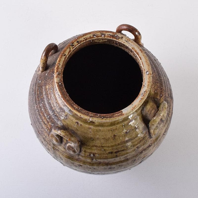 信楽焼　古信楽　四耳茶壺　葉茶壺　時代箱　C　R7759C