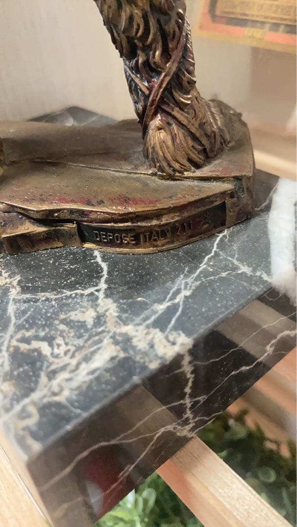 ITALY アンティーク 大理石台座 バイキングの戦士 ブロンズ銅像 No211