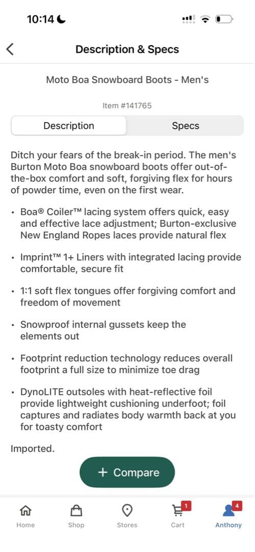 【未使用】Burtonスノーボードブーツ