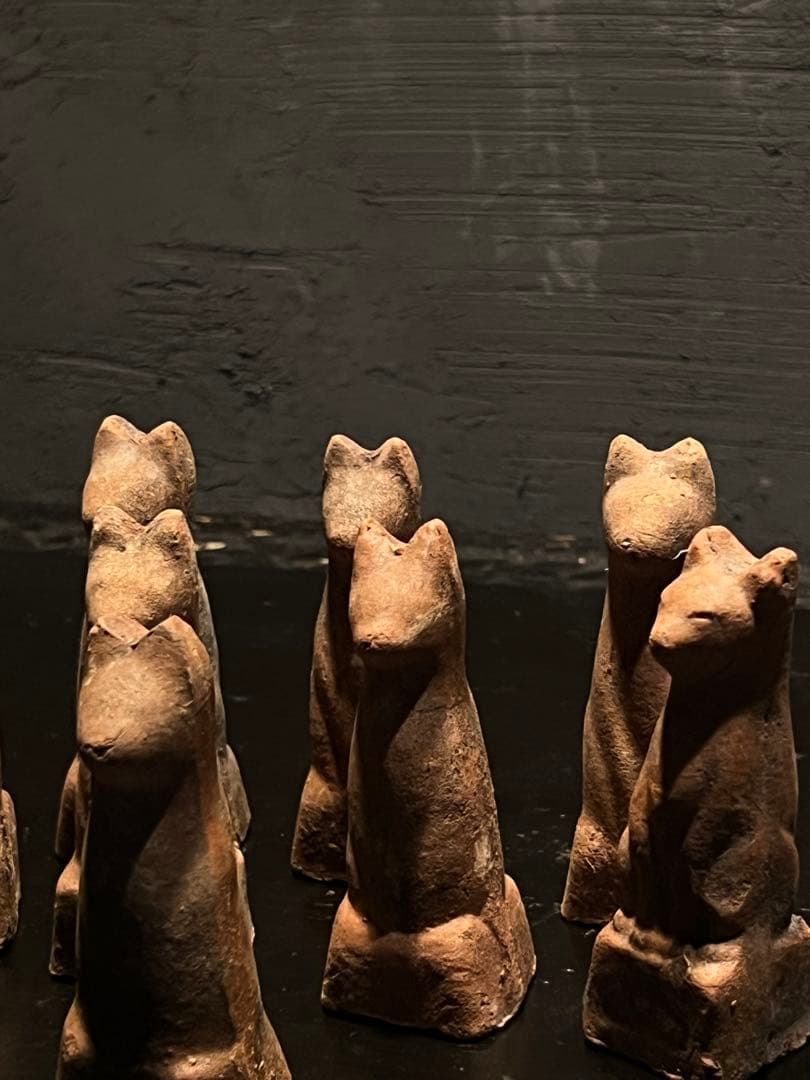 今戸焼　鉄砲狐 8体セット②／ キツネ 焼物オブジェ 宗教美術 folkart