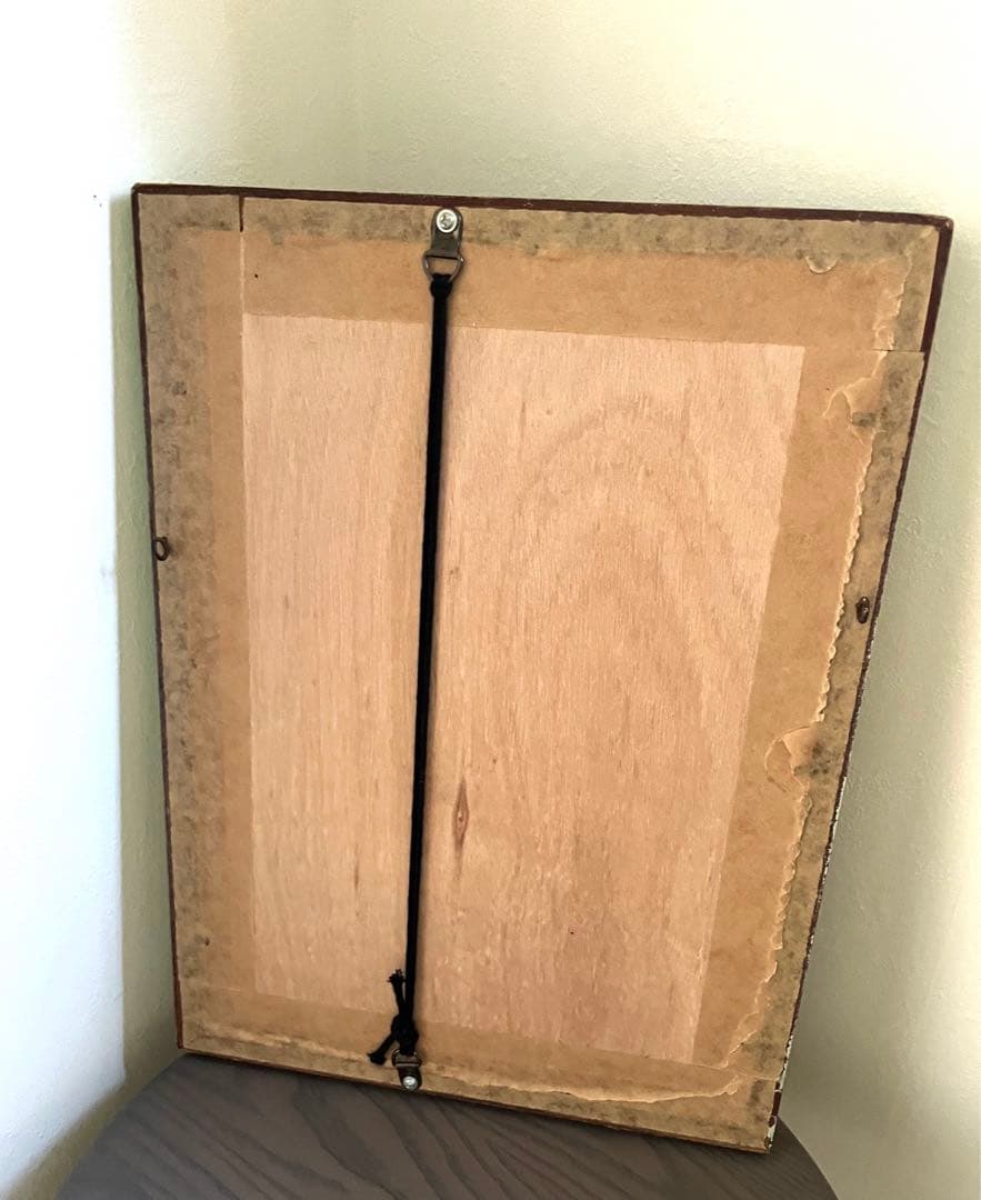 アンティークの鏡　燻んだ感じのエメラルドグリーン