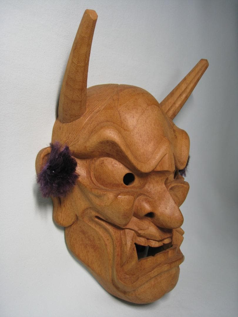 山中象堂　般若面　本物の讃岐一刀彫　一位材