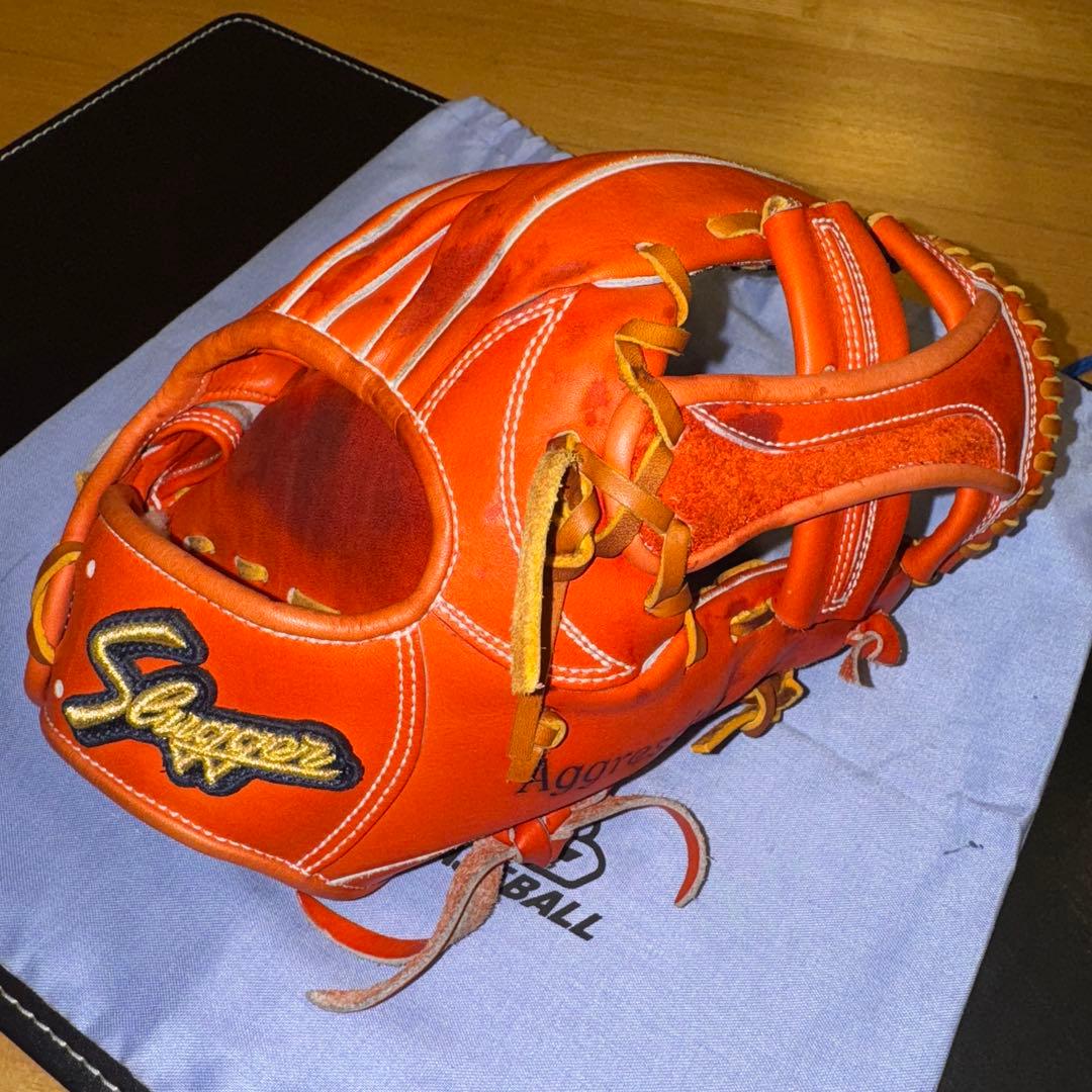 久保田スラッガー 内野手用 硬式グローブ KSG-24MS Fオレンジ 美品！