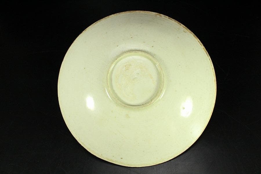 中国美術 唐物 白磁 印刻 双魚紋 碗 φ18cm 書付 仕服(K-RC959)