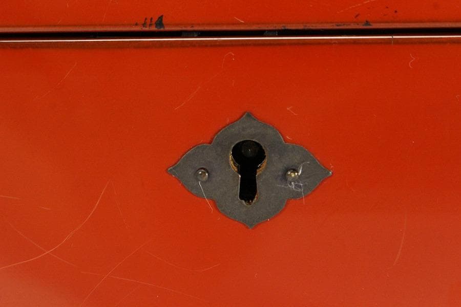 輪島塗 笹蒔絵 朱塗 宝石箱 共箱(K-A417)