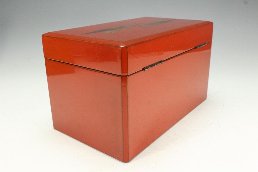 輪島塗 笹蒔絵 朱塗 宝石箱 共箱(K-A417)