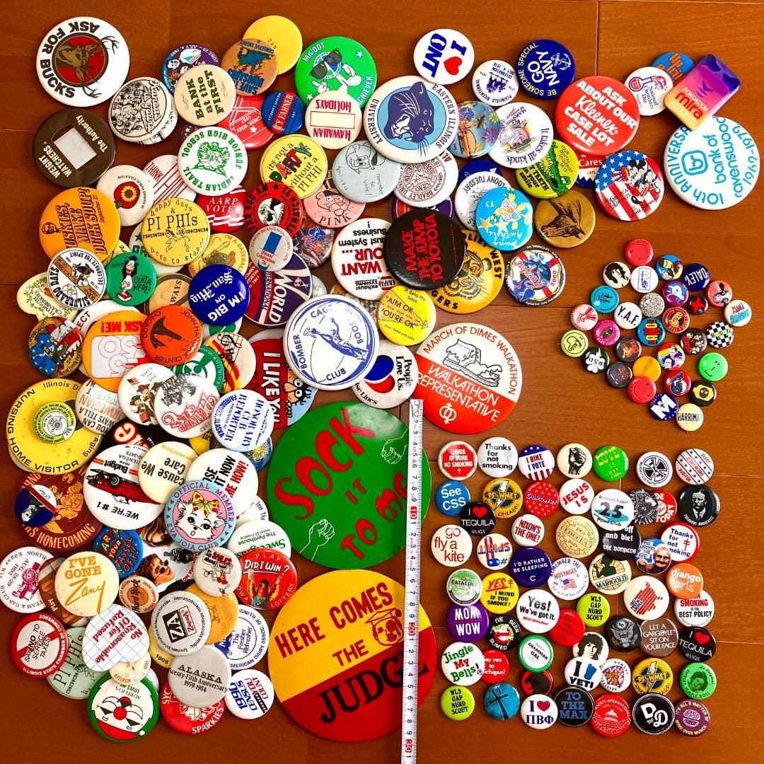 アメリカの缶バッジ200個over★まとめ売り／vintage／ノベルティ