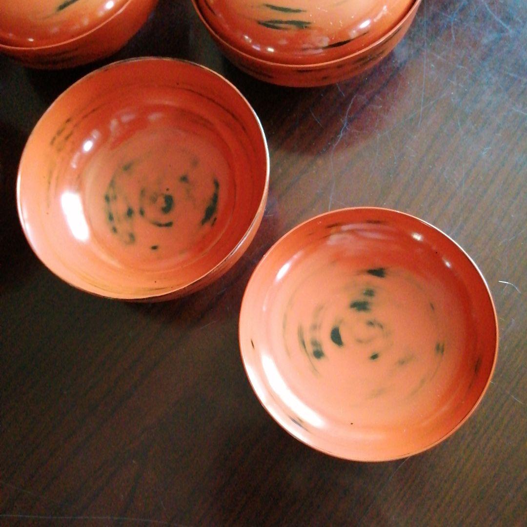 根来塗風蓋付吸物椀　10客　13.5cm　昭和中期