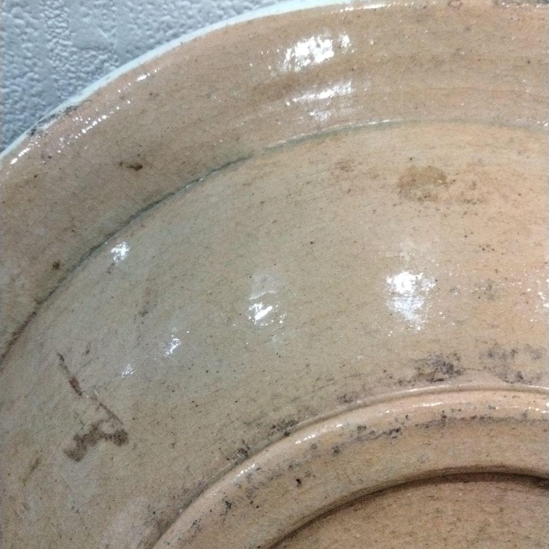 m239 江戸期 珉山焼 源内焼 弦葉図掛飾皿 大皿　H