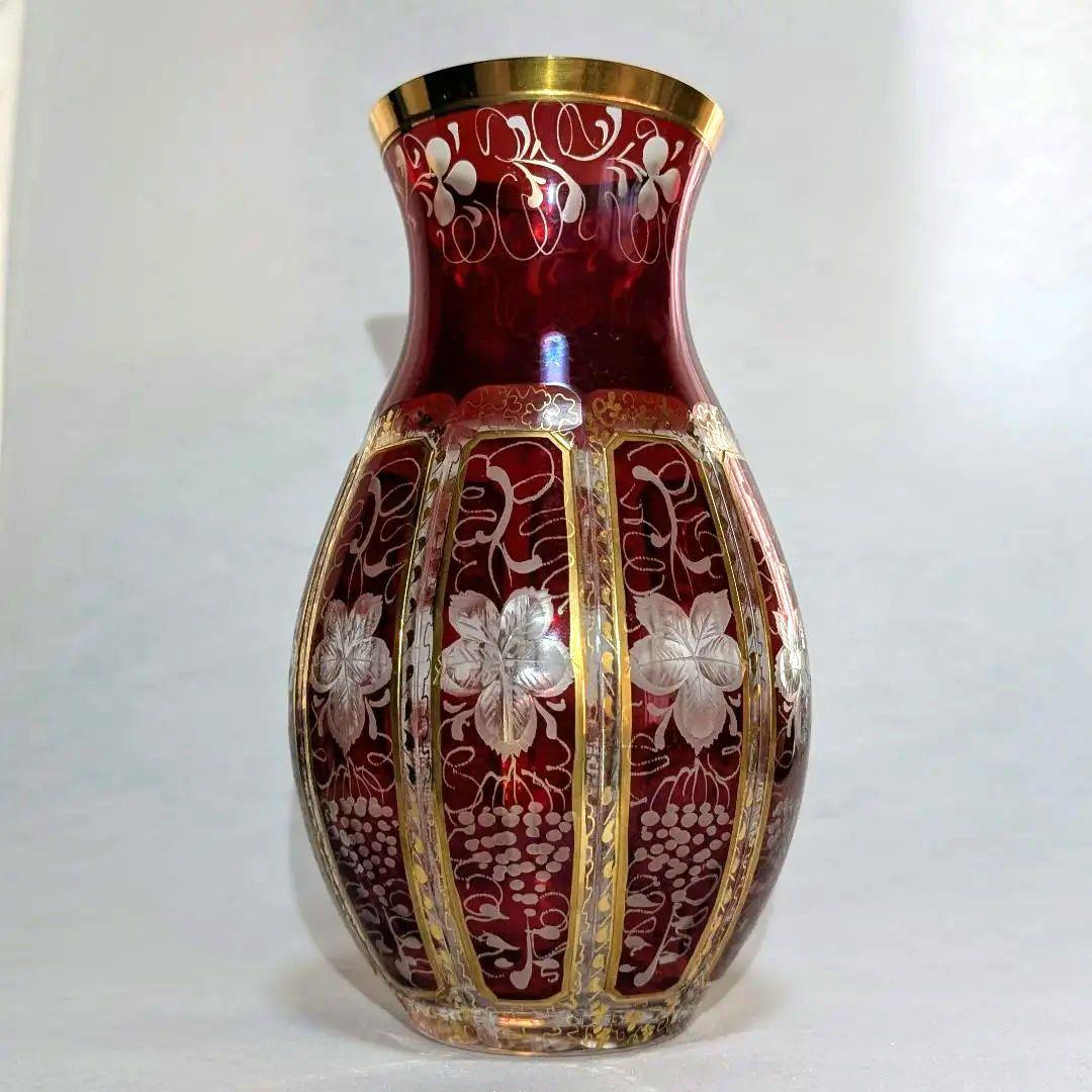 ゴージャス 豪華 クリスタル ガラス花瓶 中古品