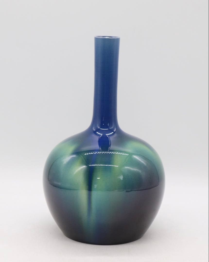 美品　三代　徳田八十吉　花生　「八十吉作」　共箱　送料込み250503