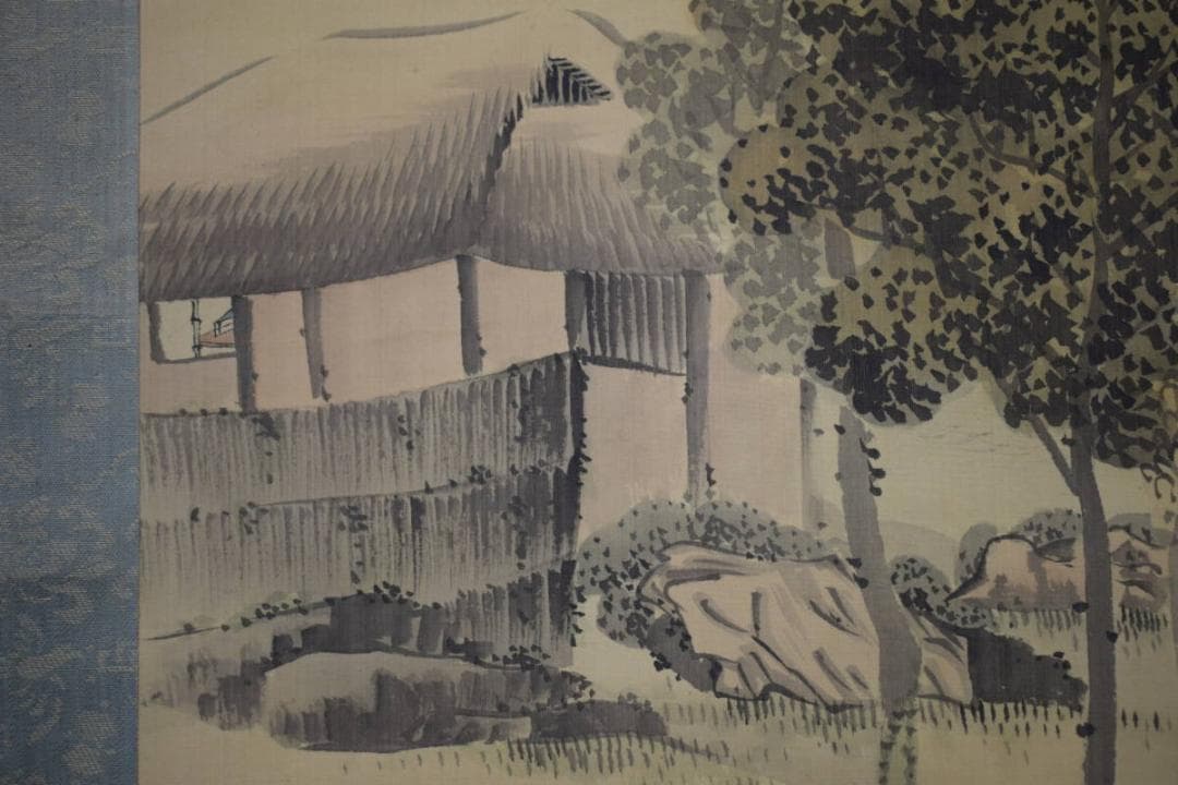 真作/横山清暉/山水帆船図/布袋屋掛軸HJ-376