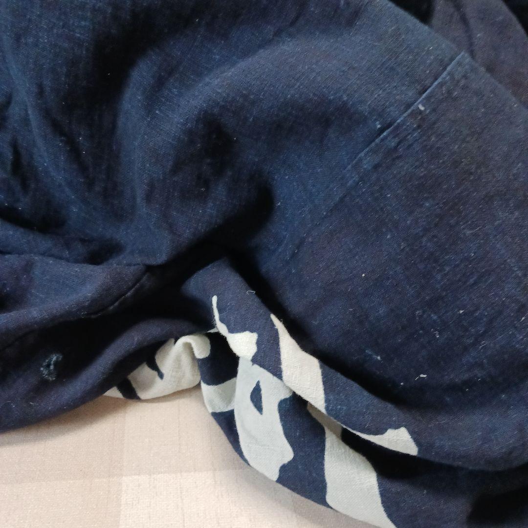 古布　風呂敷　綿　濃紺　藍染　筒描き　大判　約183x180cm　一枚