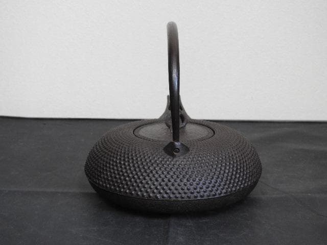 平霰地紋　銚子　赤絵替蓋添　釡師　佐藤浄清　共箱　４７６