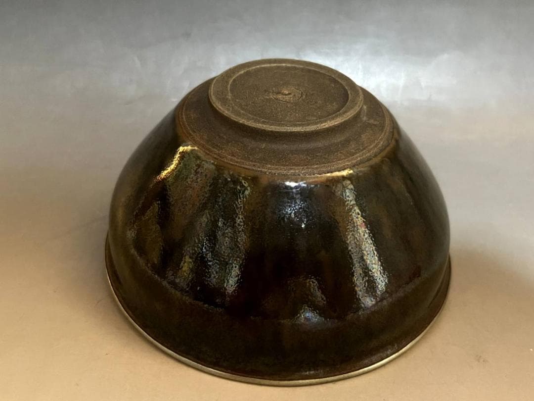 茶碗●古い天目釉茶碗 宋 無地桐箱付 古玩 唐物 中国 古美術 時代物 骨董品■