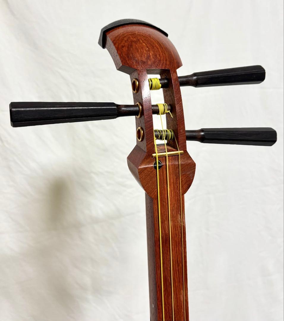 【皮破れ有】三味線セット 太棹 東さわり 三つ折れ バチ/カバー/ハードケース