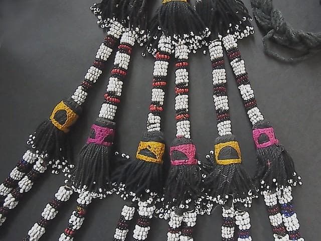 ★X1704★アンティーク　髪飾　ガラスビーズタッセル　アフガン遊牧民族