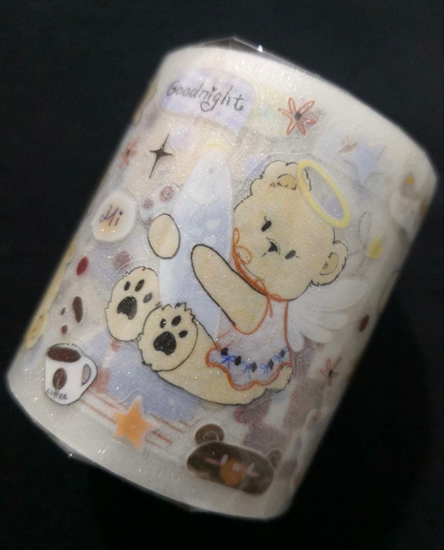 【8453】海外　マステ　5m巻売り　PETラメ加工マスキングテープ　熊