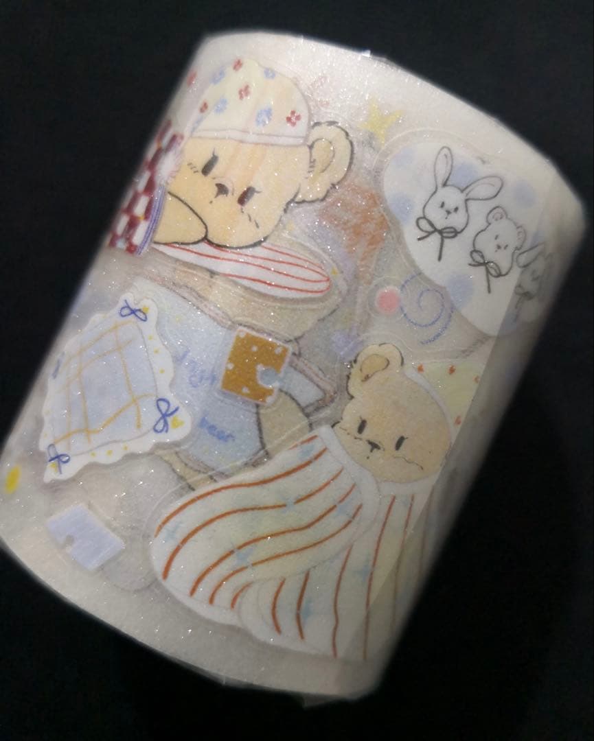 【8453】海外　マステ　5m巻売り　PETラメ加工マスキングテープ　熊