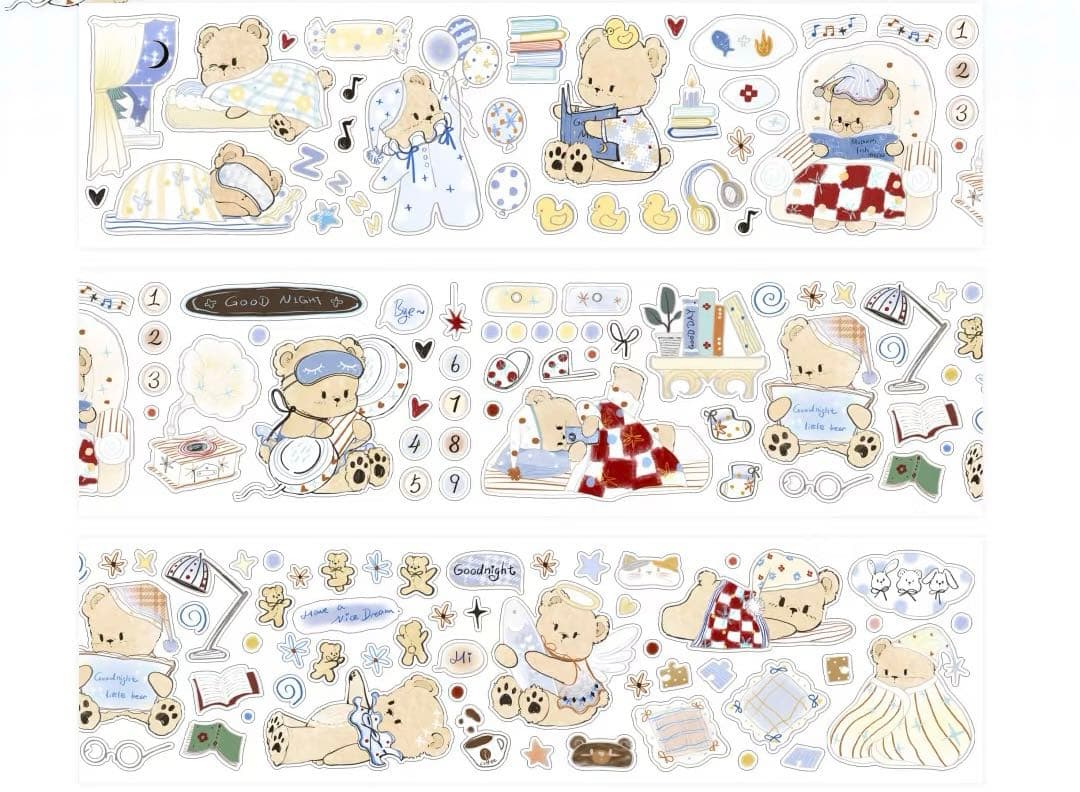 【8453】海外　マステ　5m巻売り　PETラメ加工マスキングテープ　熊