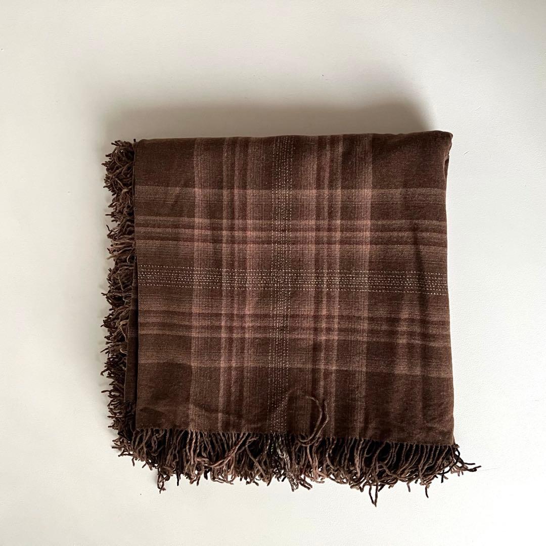 【アンティーク】Amish大判 ブランケット アーミッシュ オンブレチェック