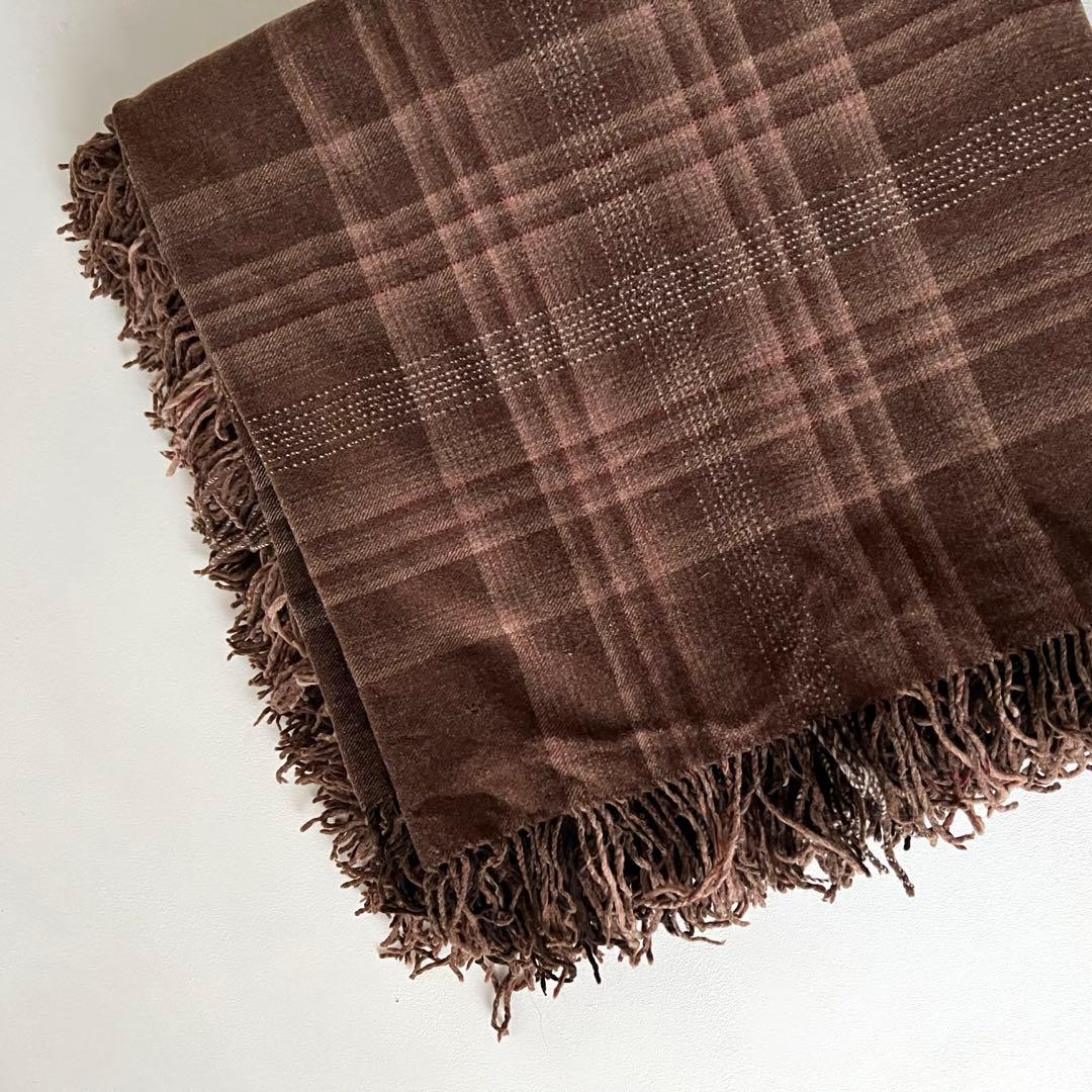 【アンティーク】Amish大判 ブランケット アーミッシュ オンブレチェック