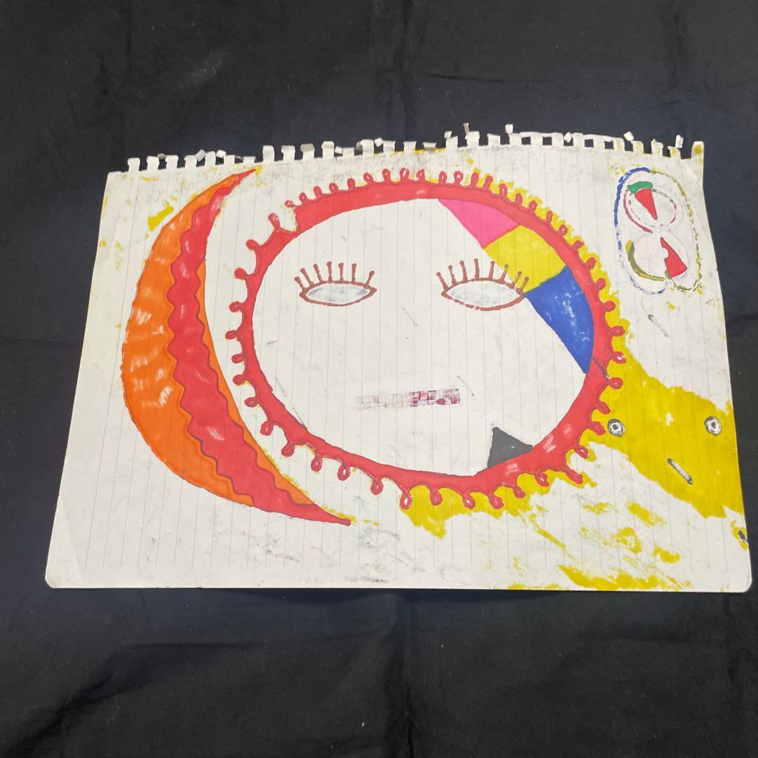 クレヨン画 抽象的な顔 A4サイズ