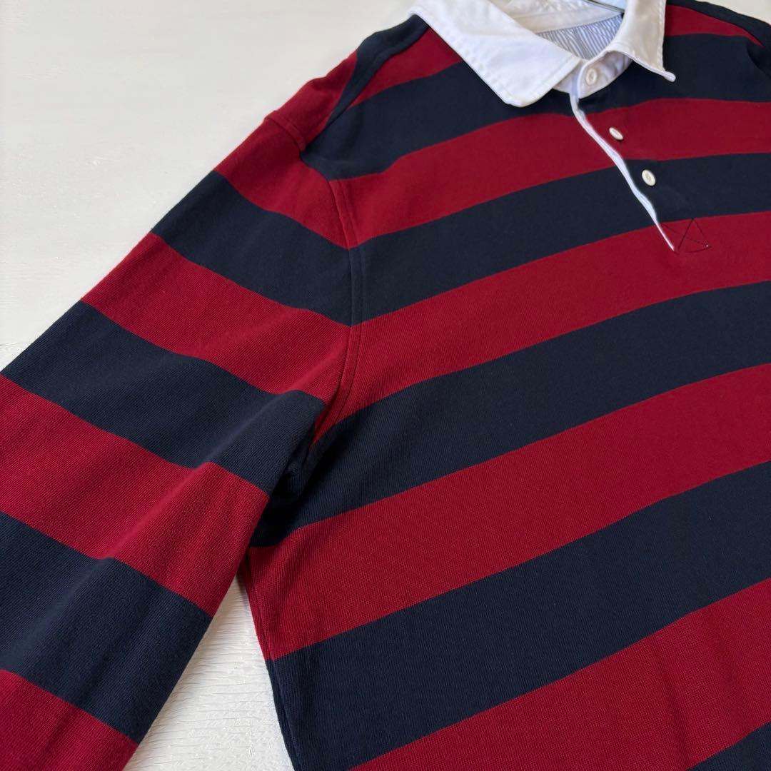 ブルックスブラザーズ　ラグビーシャツ　ボーダー　2XLサイズ　古着　レッド