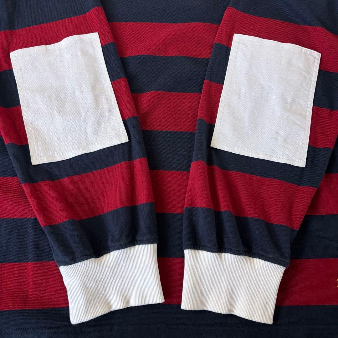 ブルックスブラザーズ　ラグビーシャツ　ボーダー　2XLサイズ　古着　レッド