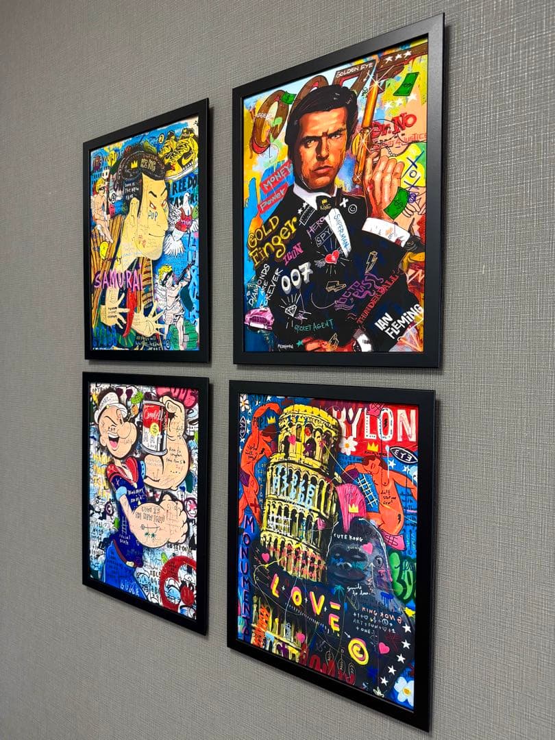 No.299フレーム付きキャンバスアート　オマージュアート　ストリートアート