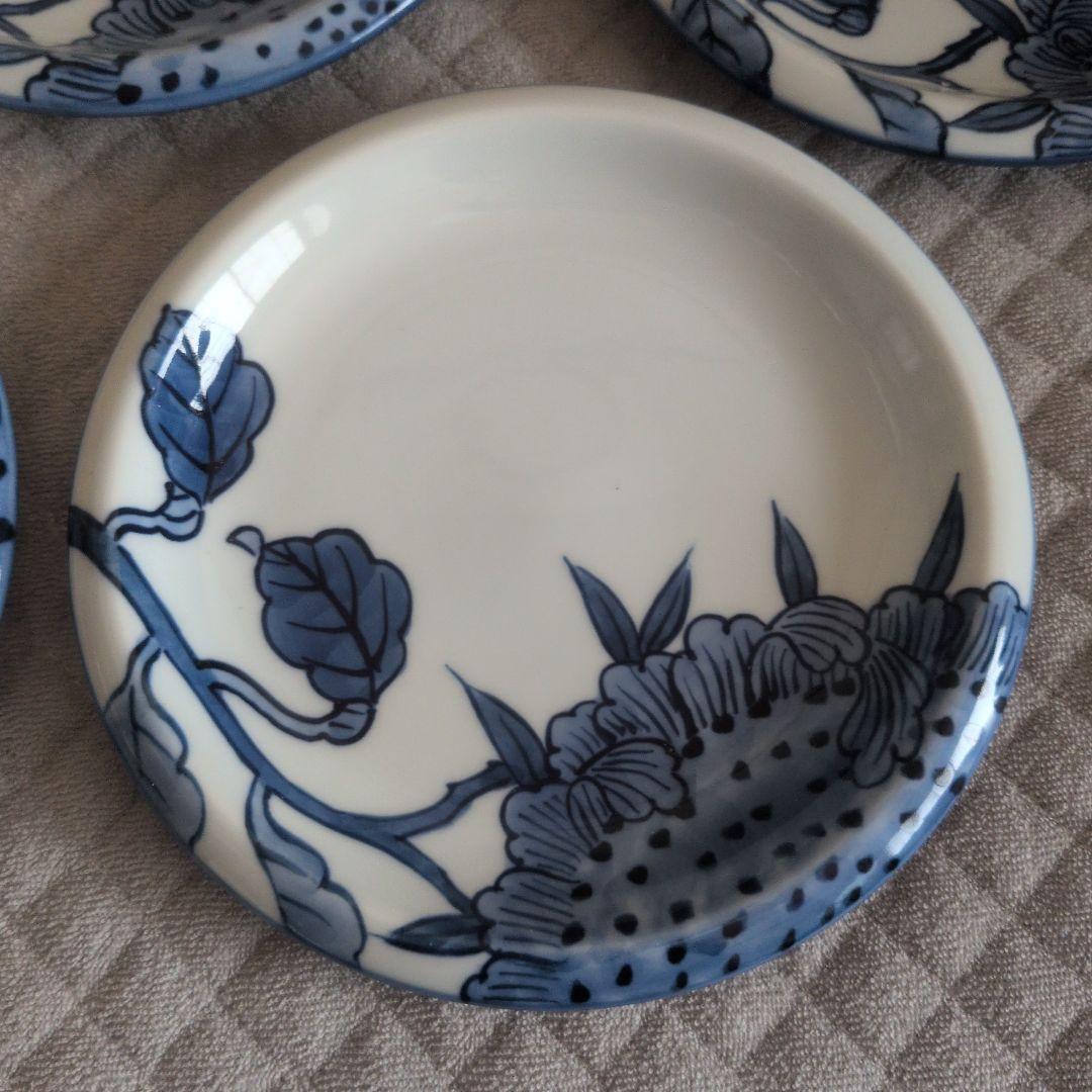 【源右衛門】染付向日葵絵 銘々皿 ５客