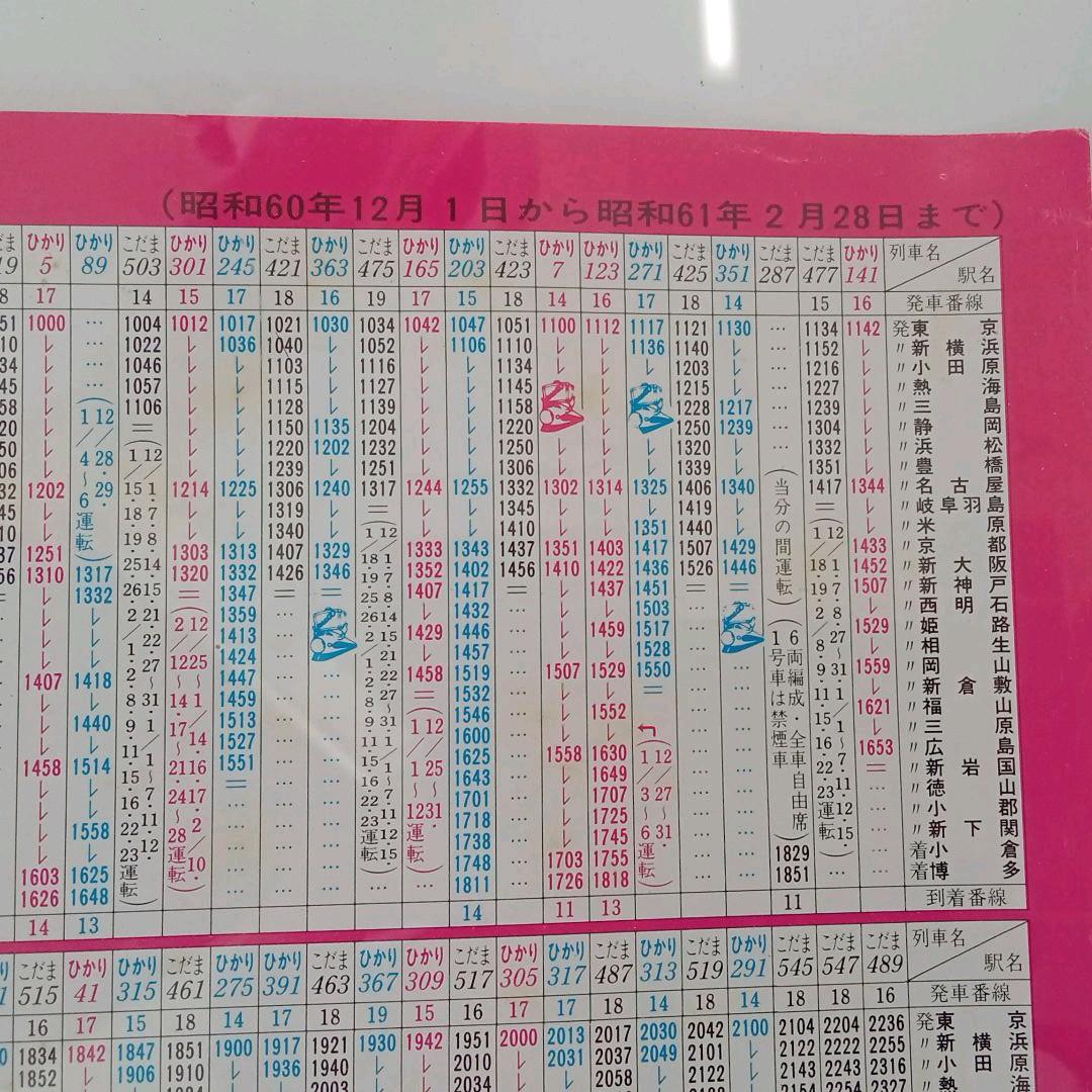 国鉄　東海道・山陽新幹線時刻表（昭和６０年１２月１日から昭和６１年２月２８日）