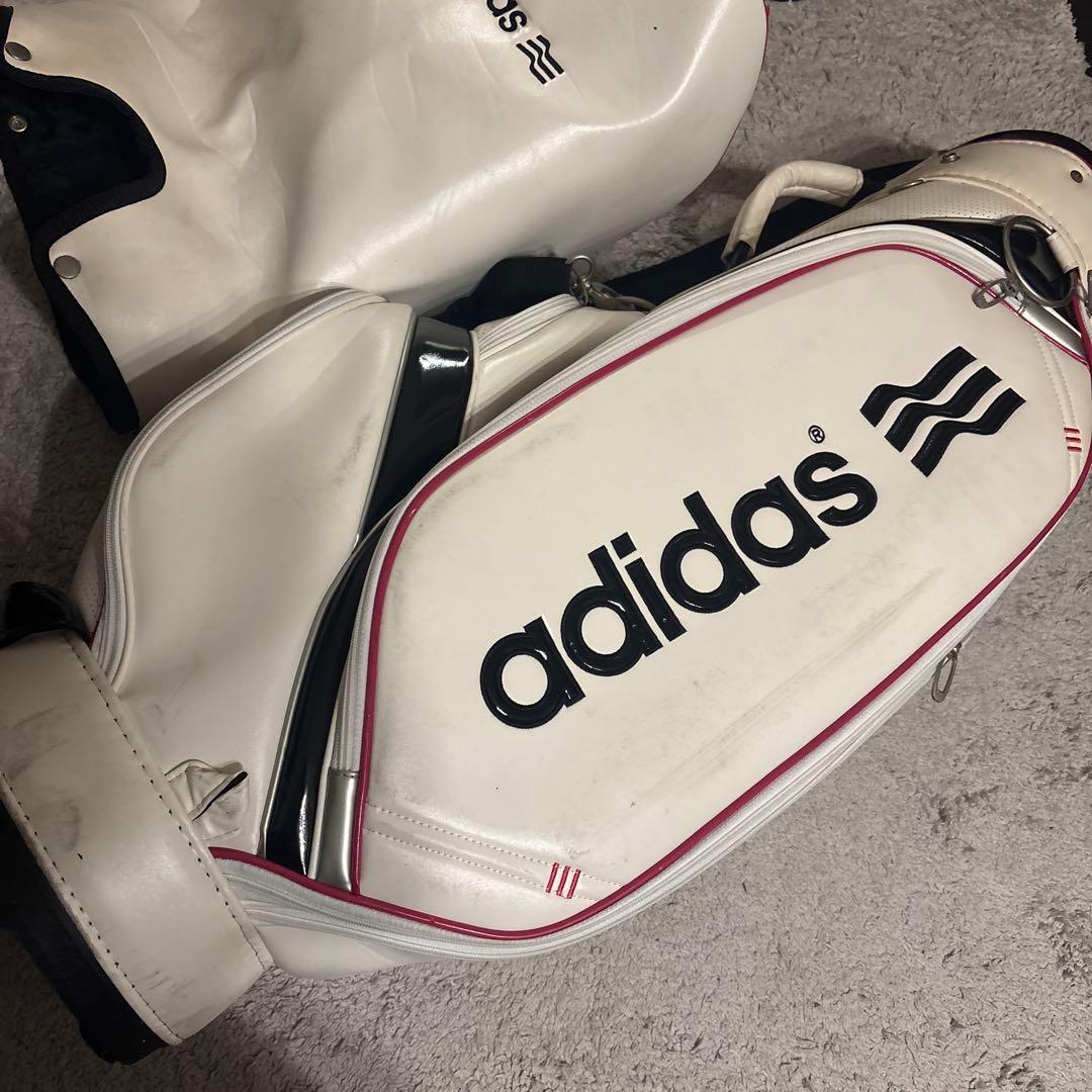 ゴルフ　キャディバック　アディダス　レディース　メンズ　ホワイトピンク