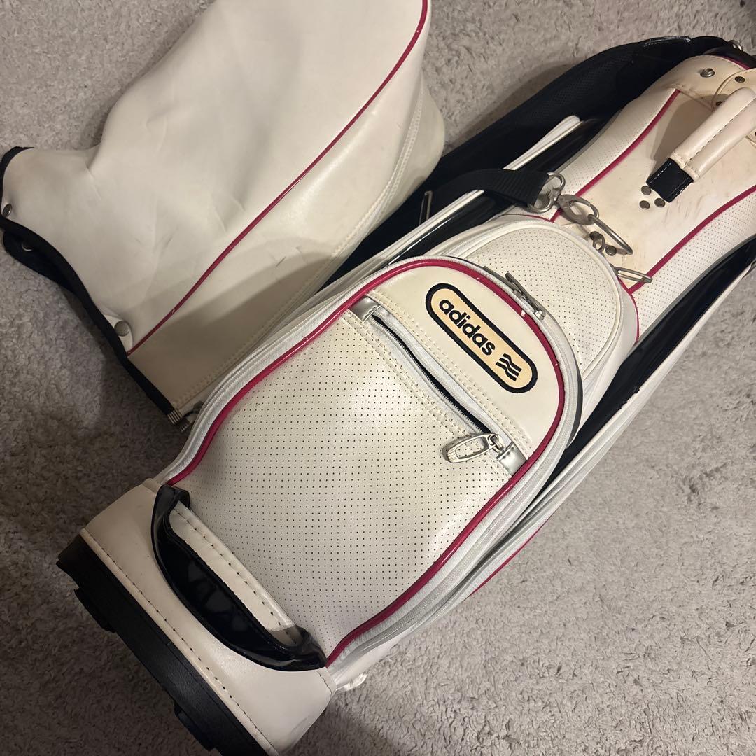 ゴルフ　キャディバック　アディダス　レディース　メンズ　ホワイトピンク