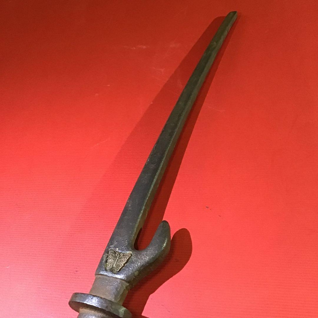 鐵地　十手　兜割　蝶象嵌