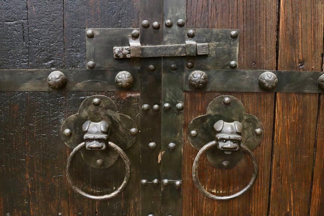 GMGH477○年代物 蔵扉 両開き 時代扉 建具 オブジェ 稀少 アン