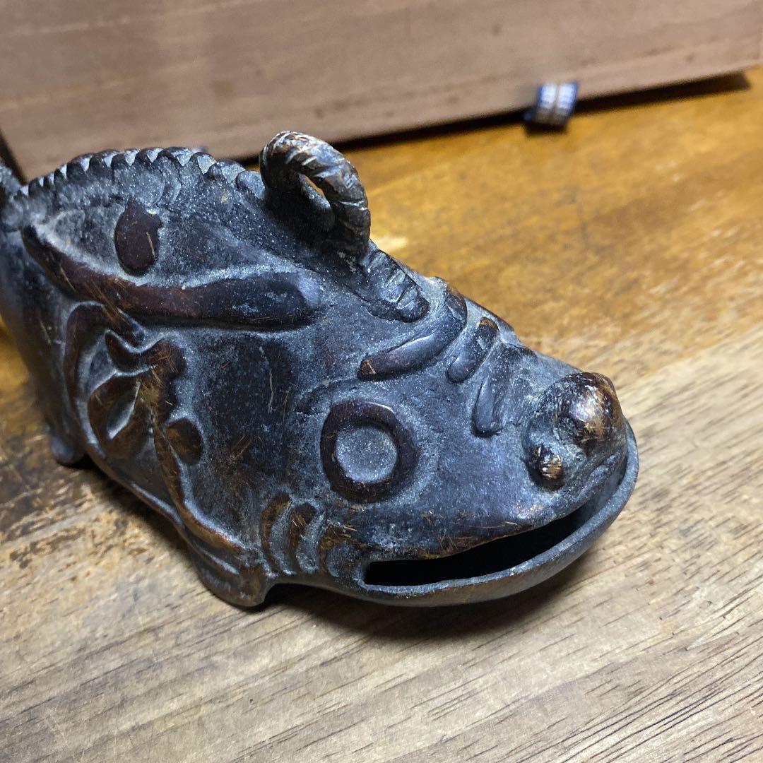 銅器梵字入り魚図鈴