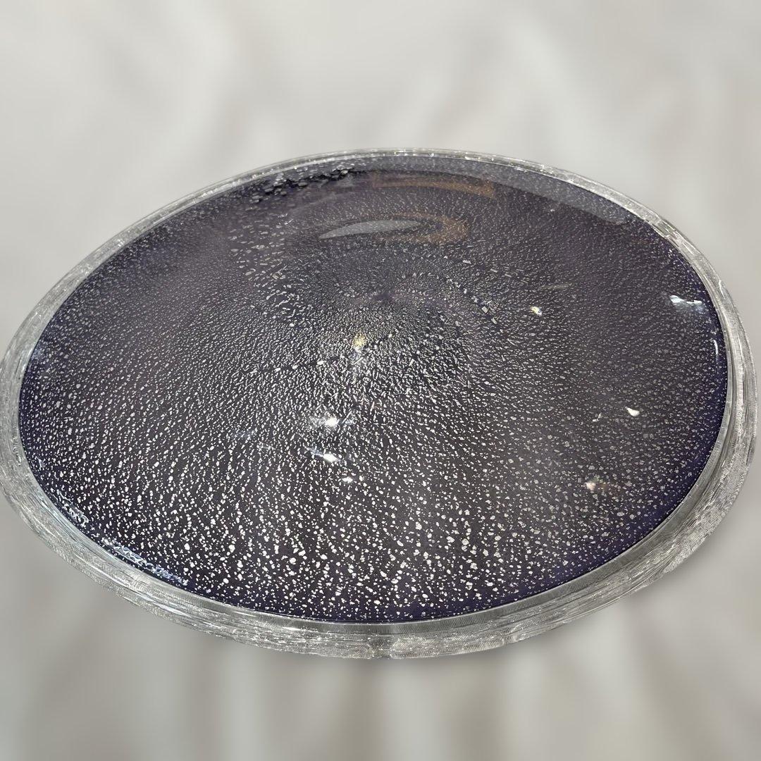 ガラス大皿　紫色の渦巻き模様　 　　小宇宙