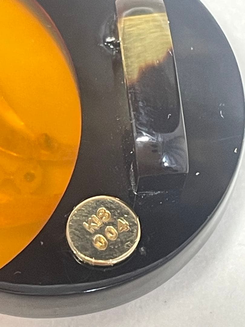 K18 天然ダイモンドジュエリーデザイ　本鼈甲 ダイヤに彫金細工の帯留め　12g