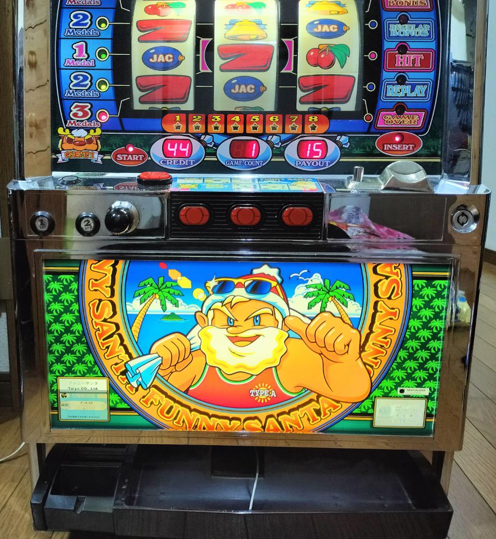 【パチスロ実機】タイヨー★ファニーサンタ【不要機付】４号機・レトロ・希少台