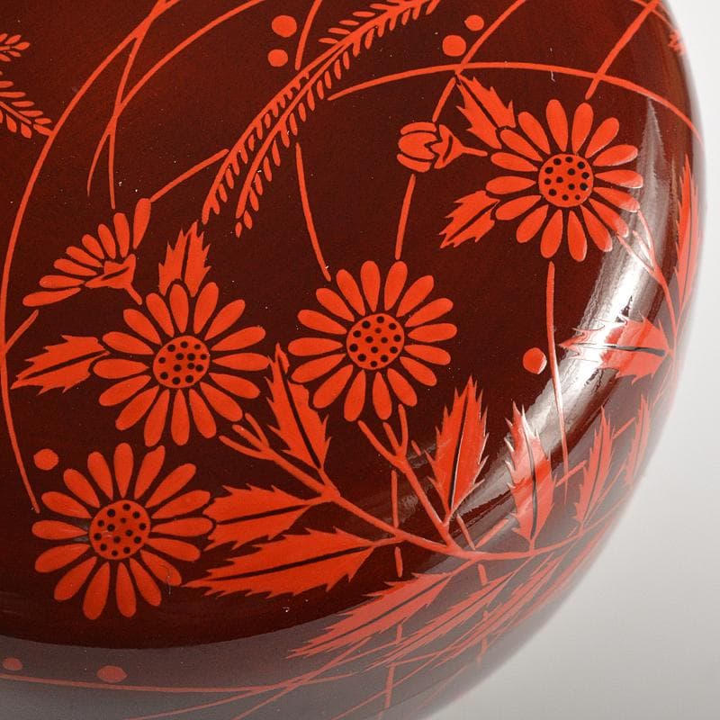 茶道具　漆塗　秋野蒔絵　内銀溜白粉解香合　在銘　共箱　D　R7406